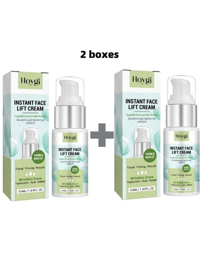 2-Pack Instant Face Lifting and Tightening Cream, Facial Moisturizer with Hyaluronic Acid, Instant Wrinkle Remover, Face Lift Serum Visibly Firming Wrinkles and Sagging Skin, Smooth Fine Lines 50ml