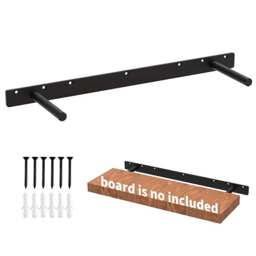 23 Inch Heavy Duty Blind Wall Mount Floating Shelf Bracket - Hidden Shelf Bracket with 150 LB Weight Capacity -3/4 Inch Solid Steel Support Rods