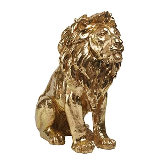 LC LCdecohome Gold Lion Statue Collectible Figurines – 20 Inch Gold Standing Lion Home Decor Lion Size Large Sculpture Lion Statue Lion Decor Modern Home Decoration 20 x 9.5 x 19 Inch