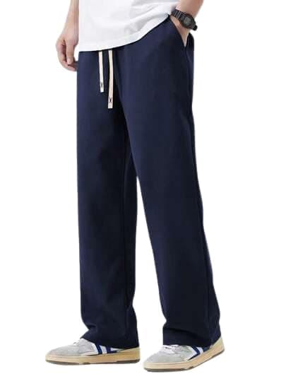 FN3 Loose Solid Trackpant For Men|| Mid Rise Track Pant For Men Navy, Medium