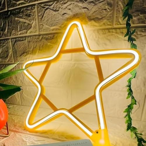 XERGY Star Neon Sign Strip Lights, LED Neon Lights for Home Christmas Party Supplies Decor Accessory | Neon Star Signs for Christmas Tree Xmas Outdoor Decoration Light | Electric AC Plug (Warm White)