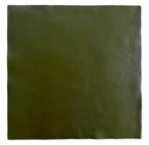 Natural Grain Cow Leathers 12 x 12 PreCut Leather Pieces Olive 1 Piece