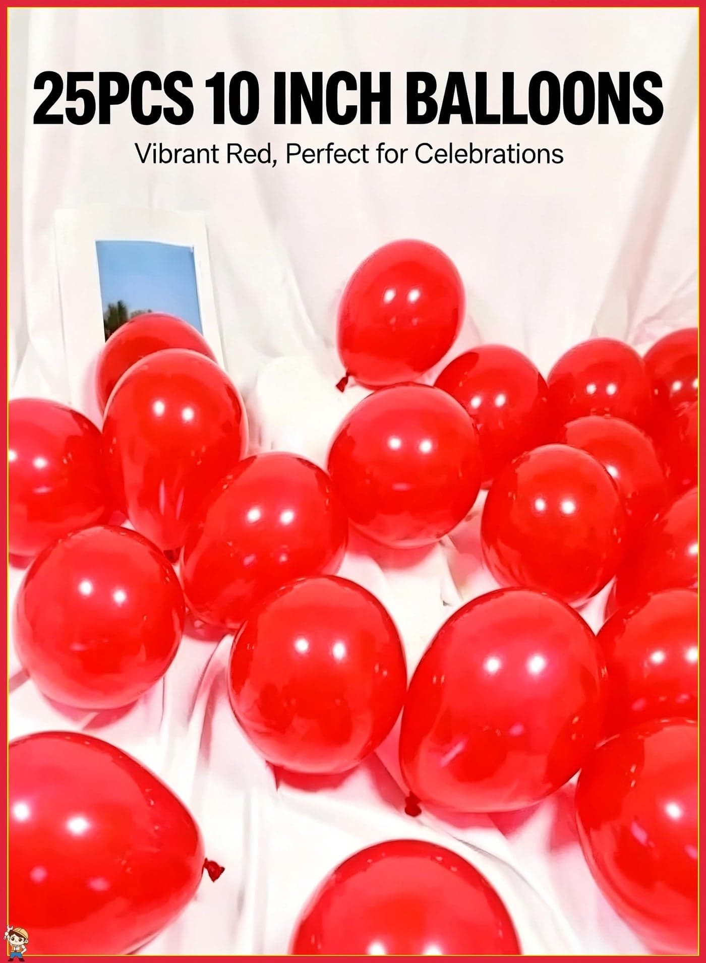 25PCS 10 Inch Red Latex Balloons, Vibrant Red Party Balloons, Thick Durable Round Balloons for Birthday Party, Wedding, Anniversary, Festival, Graduation, Baby Shower, Decoration Supplies, Perfect for Celebrations & Events