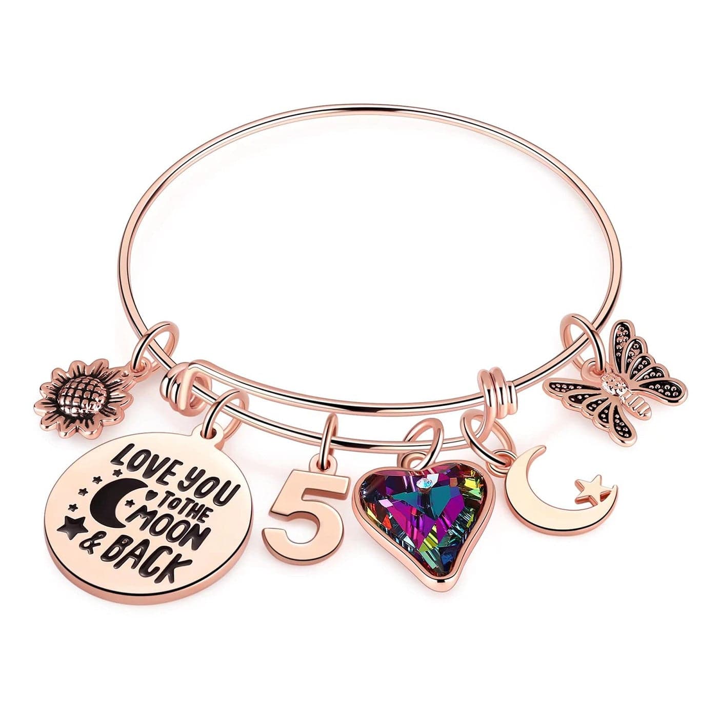 Ursteel 5th Birthday Bracelet Gifts for Girls, Five 5 Year Old Girls Gifts Birthday Birthday Bracelet Little Girls Granddaughter Daughter Birthday Gifts Age 5 Happy 5th Birthday