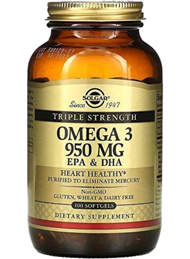 Triple Strength Omega-3 Dietary Supplement 950mg - 100 Softgels