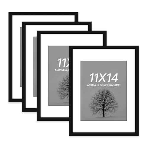 Art Street Synthetic Document Large Size Wall Photo Frame, Set Of 4 Big Frames For Wall Artwork, Certificates, Picture & Photographs Home Decor(11x14 Inch, Matted To: 8x10 Inch, Black)