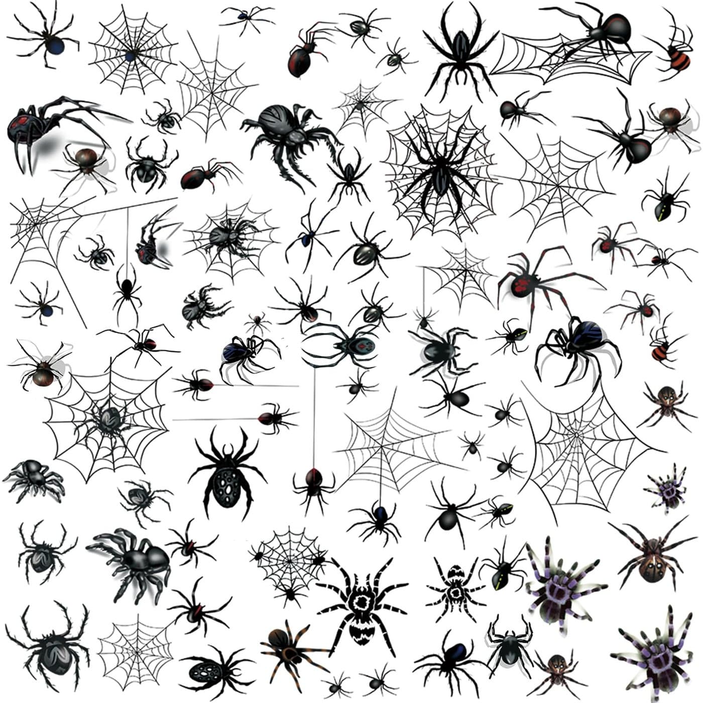 XIYOKA 80 PCS Halloween Spider Web Temporary Tattoos Halloween Makeup Kit for Women Adults Halloween Face Tattoos Realistic 3D Spider Web Fake Tattoos for Kids Halloween Temporary Tattoos