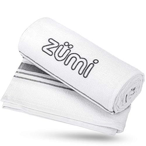 Zumi 100% Cotton Quick Dry Large Travel Towel - Soft, Thin, Compact, Highly Absorbent, Lightweight Camping Towel for Beach, Gym, Bath, Shower, Swimming, Dorm, RV - White