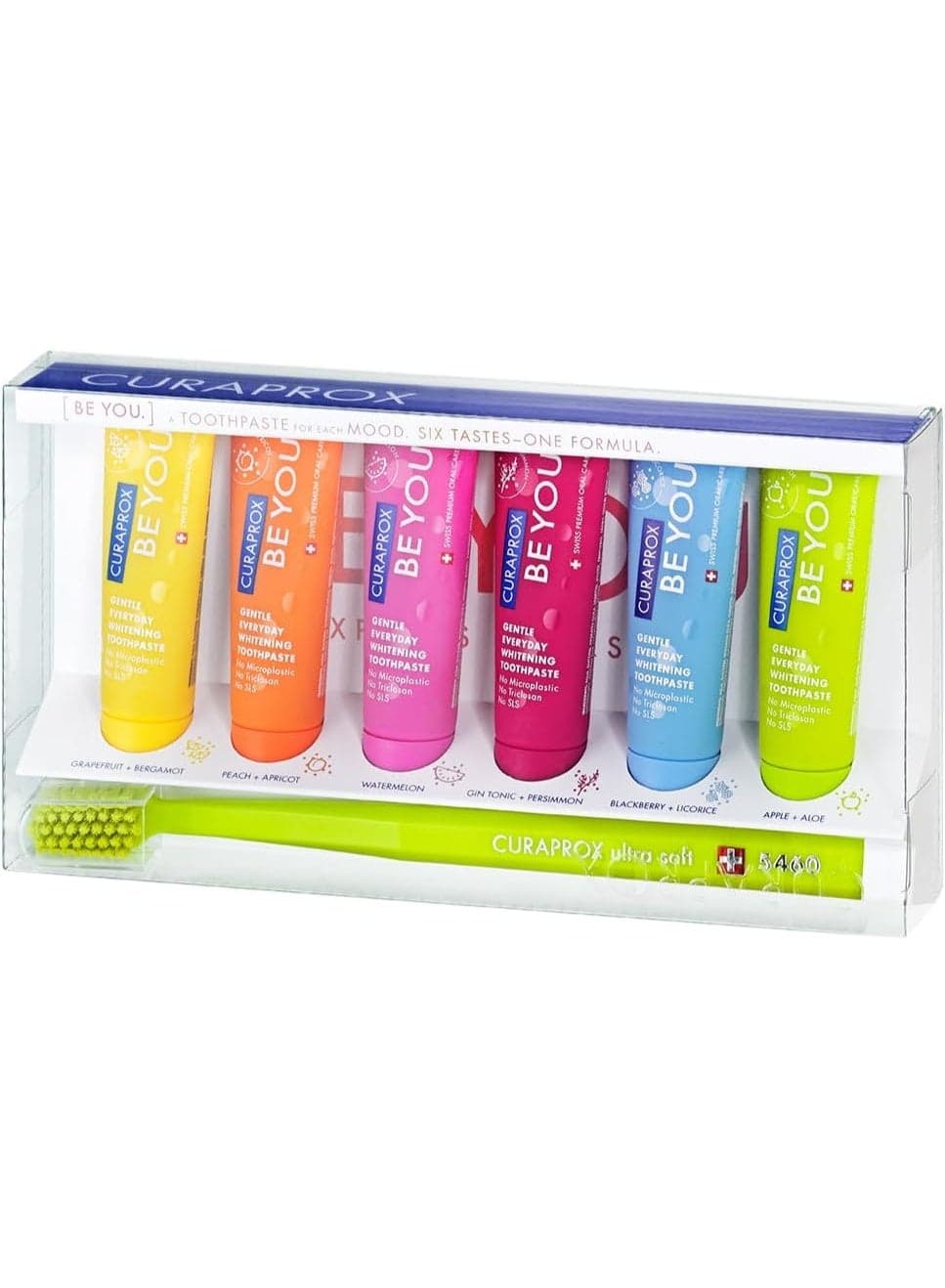 Be You Six-Taste-Pack - Mini Travel Size Toothpaste and Toothbrush Kit.