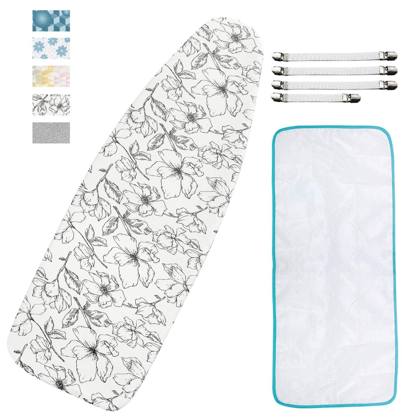 Ironing Board Cover and Pad ExtraWide Fits 18 x 49 Board Thick Padding Scorch Stain Resistant with Fasteners Mesh Cloth