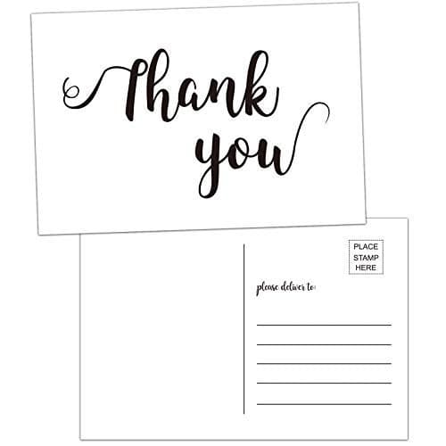 Antgiftshop 50 Thank You Postcards-Blank Thank You Note Card for Wedding, Bridesmaid, Bridal or Baby Shower, Teachers, Business a Great Way just to say Thanks! 4 x 6 inch