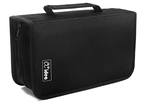 CCidea CD Case DVD Storage Holder 128 Capacity DVD Cases Organizer CD Plastic Protective Carrying BinderPortable Cd Wallet for Home Travel Black