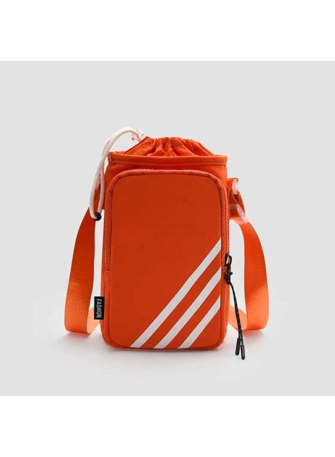 2024 Fashion All-match Convenient Mobile Phone Bag Portable Outdoor Portable Adjustable Crossbody Travel Water Cup Bag-Colour:Orange-Capacity:Below 20l