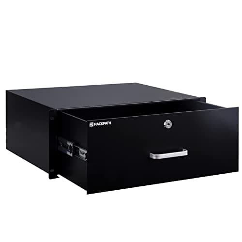 RackPath 4U Rack Mount Drawer for 19 Inch AV/Network/DJ Equipment Racks or Cabinets with Lock and Key