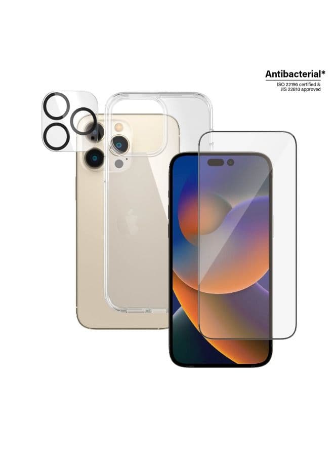 PanzerGlass Apple iPhone 14 Pro Max 6.7" ULTIMATE PROTECTION 3-in-1 Bundle - ClearCase + Screen Protector + Camera Lens Protector - Clear