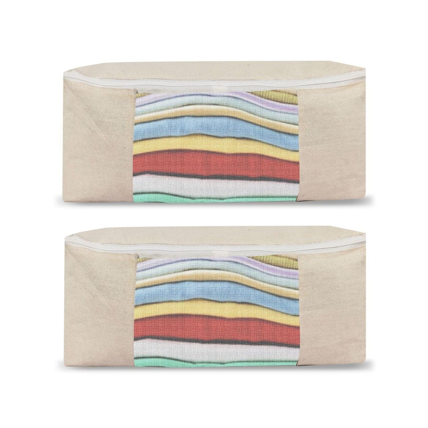HOLLO Cotton Saree Bags Saree Storage Bags With Zip Cover Lehenga Covers With Zip Saree Organizer For Women Dresses Sarees Lehengas for Wardrobe Organizer17 x 14 x 7 Inch PACK OF 2