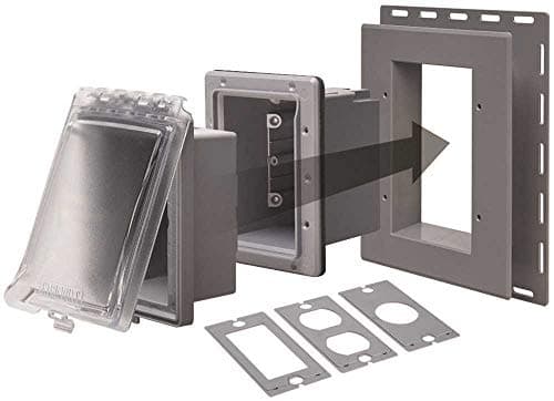 TayMac MR420CG 1-Gang Recessed Enclosure Extra Duty, 6-in-1 Nonmetallic Weatherproof in-Use Cover, Horizontal/Vertical, Gray
