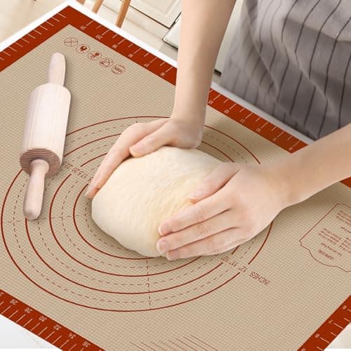 Silicone Baking Mat 07mm Extra Thick 24 x 16 Large Non Stick Pastry Dough Sheet Pie Crust Rolling Supplies for Making Christmas Cookies Bread Easy to Clean