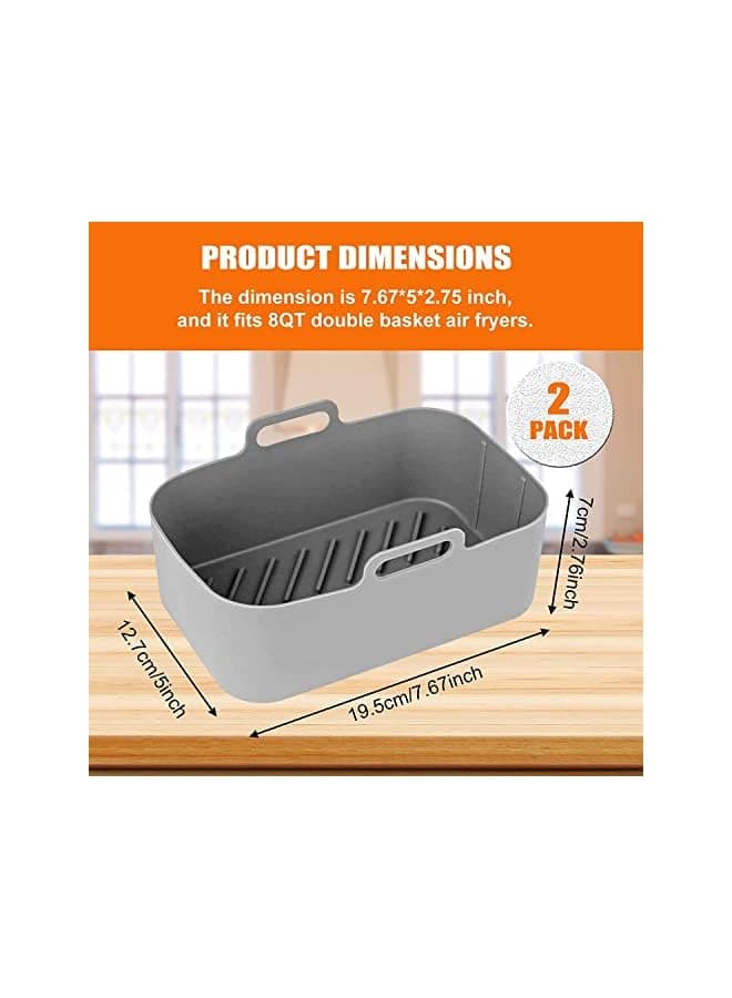 Packs Air Fryer Silicone Pot for Ninja Foodi Dual DZ201 DZ401, Food Grade Reusable Non Stick Replacement Silicone Air Fryer Liner Basket Bowl Accessories for Ninja 8 QT Air Fryer, Dishwasher Safe
