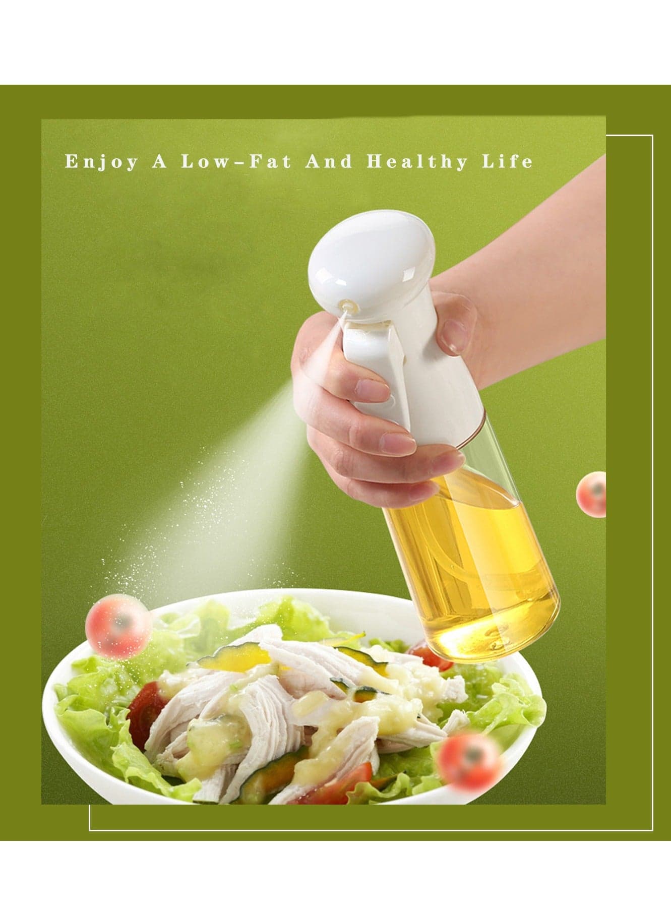 Oil Sprayer for Cooking with High-Pressure, Nozzle Oil Spray Bottle 200ML Olive Oil Sprayer Mister for Baking, Air Fryer, BBQ, Salad, Roasting, Fried Steak(White)