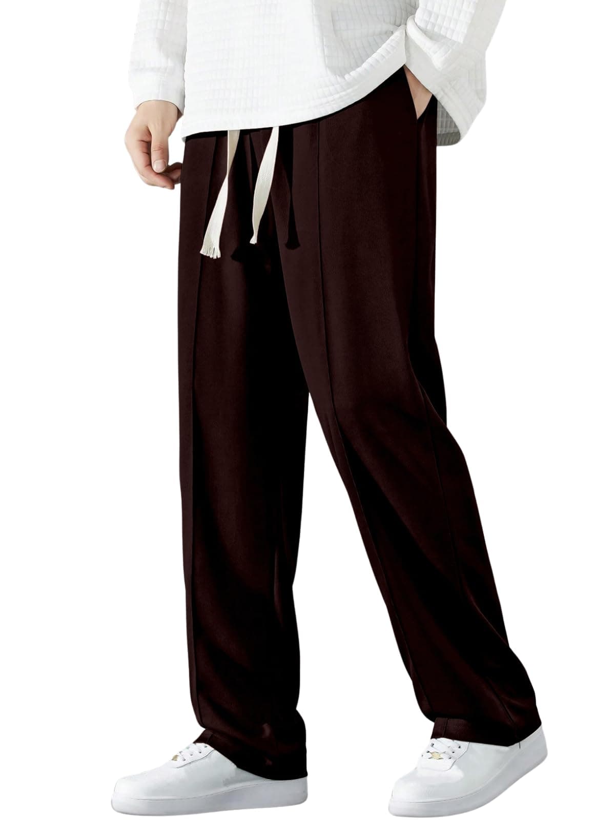 GRECIILOOKS Men's Lycra Cargo Track Pants – Loose Fit Joggers for Men | Korean Style Travel & Lounge Wear with Pockets Dark Brown