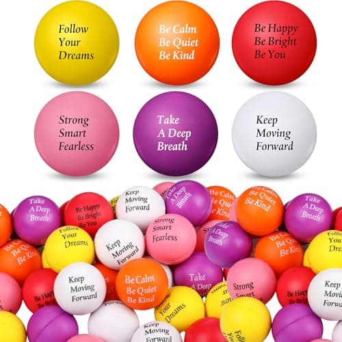 Aoriher 36 Pcs Motivational Stress Balls Colorful Stress Balls Bulk Quotes Inspirational Funny Foam Toys Hand Exercise Gifts for Office Small Toys for Motivating SupplyVivid Color