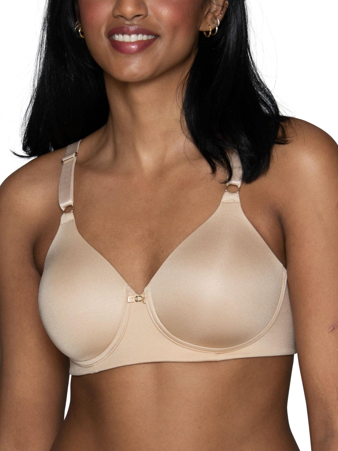 Vanity Fair Womens Full Coverage Beauty Back Smoothing Bra, 4-way Stretch Fabric, Lightly Lined Cups Up To Dd Bra, Wireless - Beige, 34B US