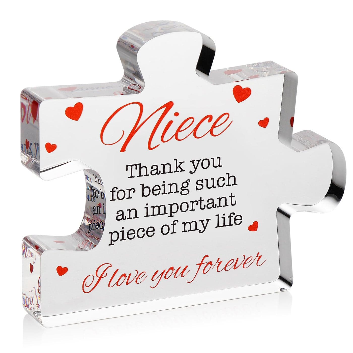 VELENTI Acrylic Block Puzzle Gift for Niece Cute Present from Aunt Uncle Birthday Christmas Paperweight Graduation Novelty Gift for Nieces