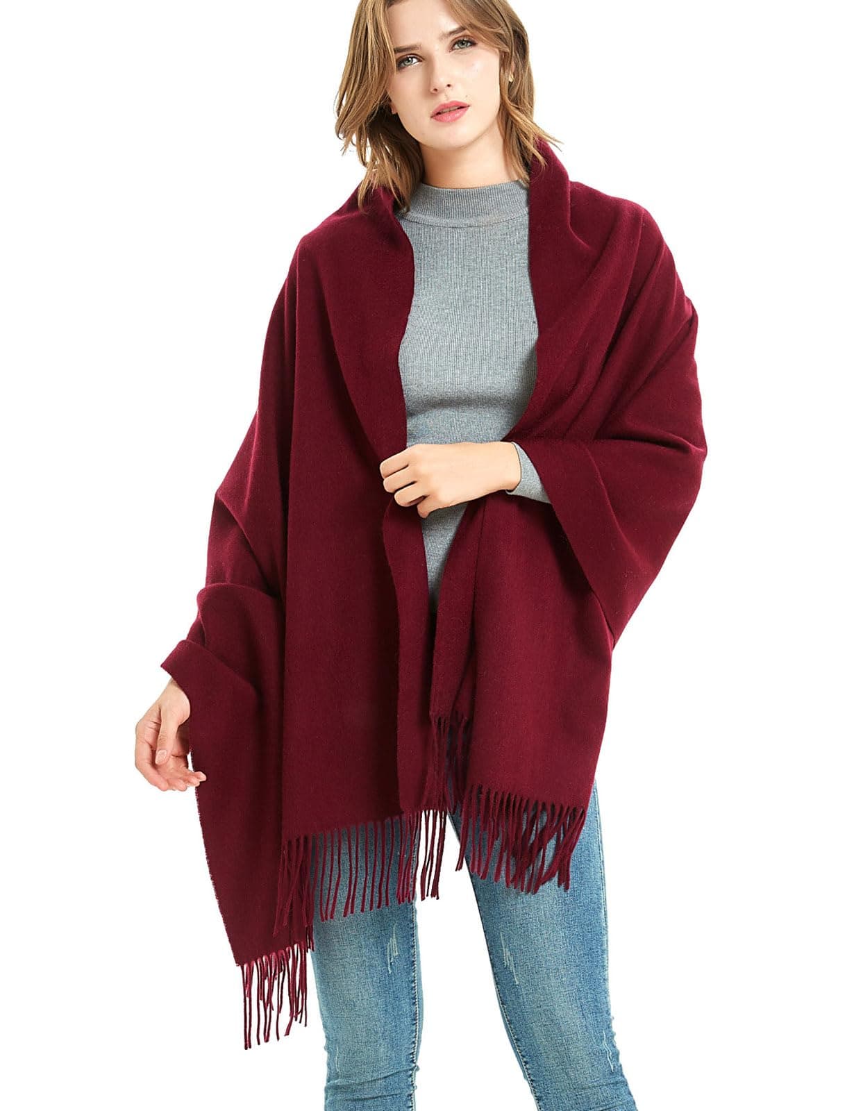 Novawo Wool Shawl Large Thick Pashmina Travel Scarf Winter Wraps for Women