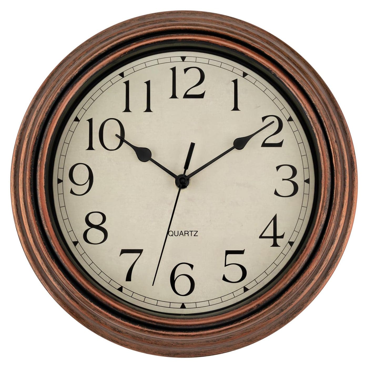 Foxtop Vintage Copper Wall Clock 12 Inch Silent Non Ticking Battery Operated Quartz Round Retro Wall Clock Decorative for Kitchen Bedroom Living Room Office Classroom
