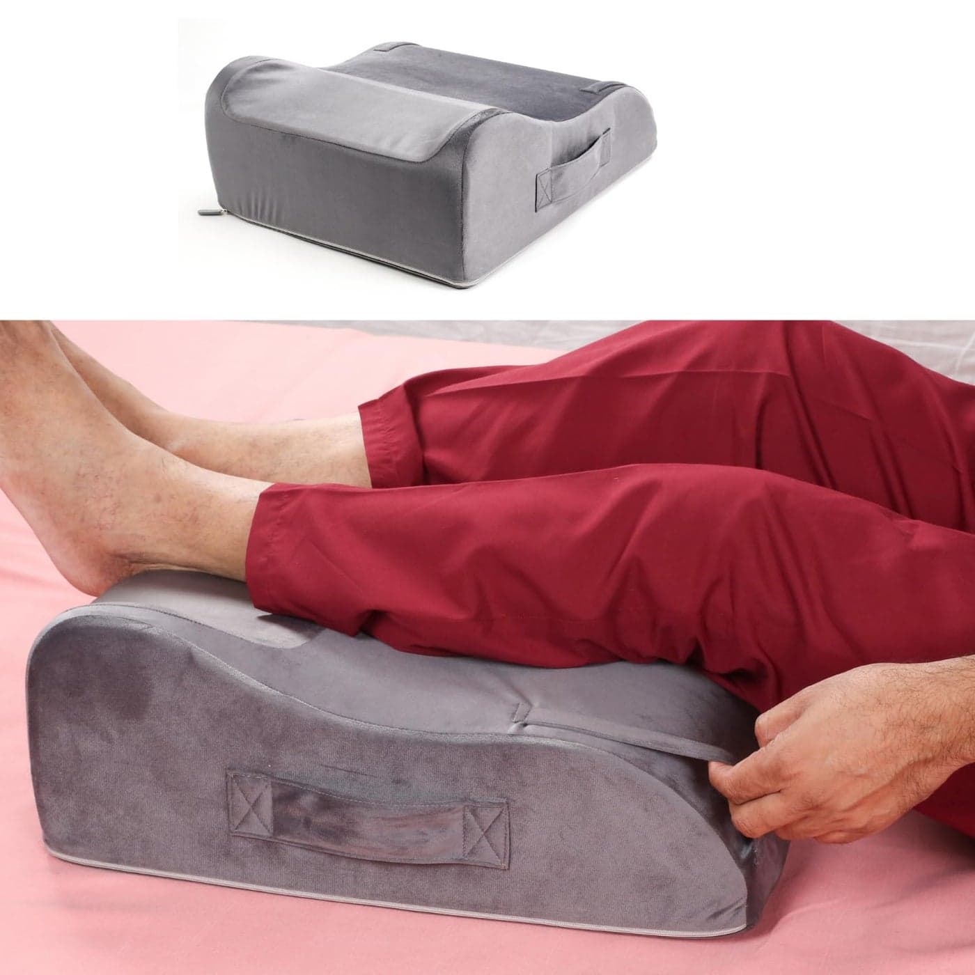 METRON Leg Elevation Bed Wedge Pillow for Varicose Veins Leg Elevation Support for Sleeping Reduce Swelling Improve Circulation Orthopedic Leg Pillow Washable Cover Foam