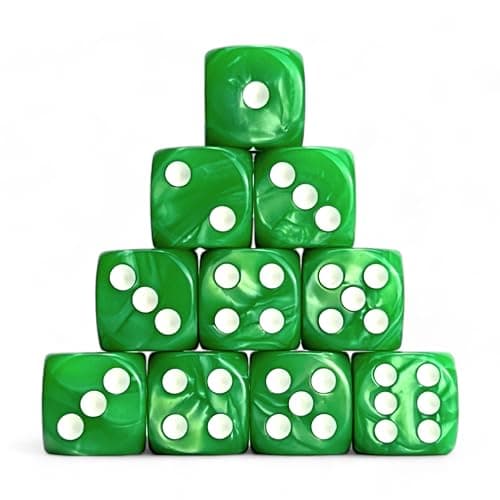 Luck Lab 10Piece Acrylic D6 Dice Pack Green Pearl 16mm Hexahedron for RPG MTG DND Table Games