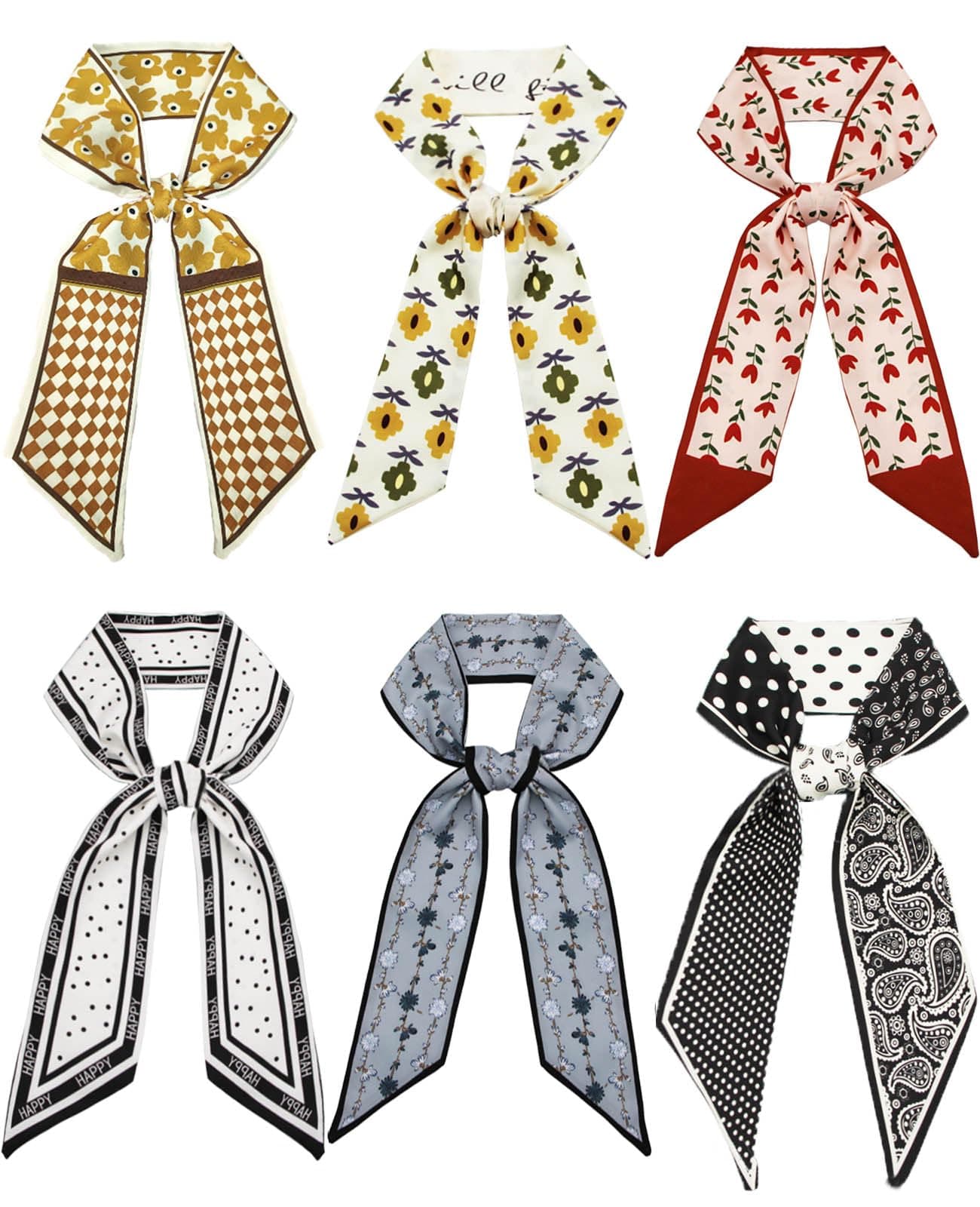 Hioyiwse Purse Scarf Handbags For Women Skinny Hair Neck Accessories Scarves With Bag Scarfs Handle Fashion Lightweight 37.8x 2.6inch 16