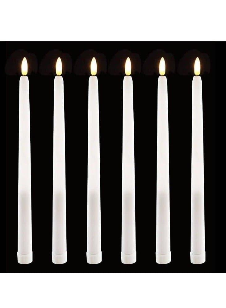 LED Taper Candles with Remote, 6 Pcs 28cm Long Flameless Flickering Window Battery Operated White Candle for Home, Restaurant, Wedding