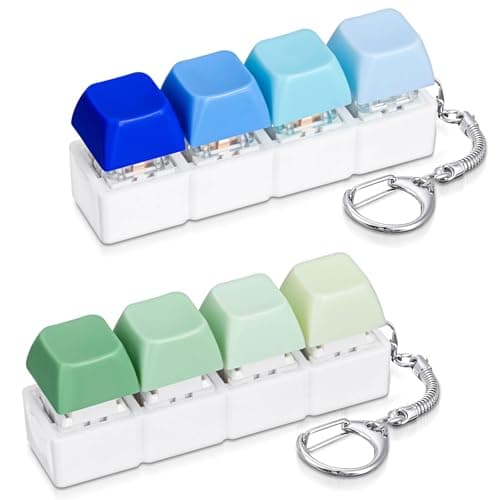 Halloscume 2 Pcs 4in1 Keyboard Adult Fidget Clicker Toy Silent and Loud Keyboard Fidget Keychain Cube Mechanical Key Button Clicker Stress Relief Gift Office Home Gradient Green BlueRegular Style