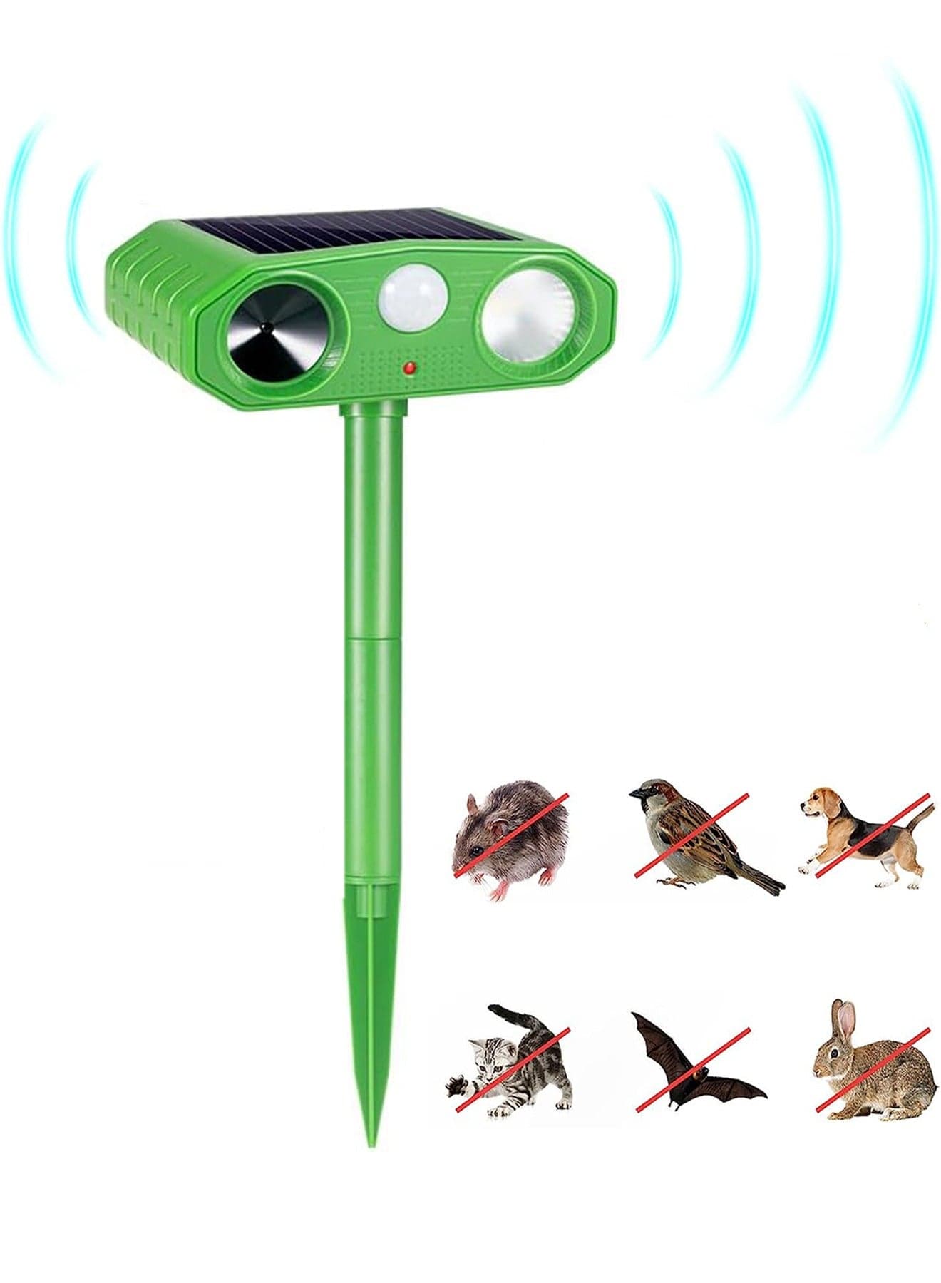 Solar Animal Repeller,Upgraded Solar Ultrasonic Animal Repeller with Motion Sensor and Flashing Light, Mouse Bird Dog Snake Cat Repellent, IPX4 Waterproof Animal Deterrent Devices Outdoor for Yard Gar