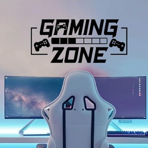 SUPERDANT Gaming Zone Wall Stickers Black Gamepad Wall Decor Stickers Game Room Decals Gaming Zone Vinyl Art for Bedroom Games Room Playroom for Game Fans Gifts 224x137in