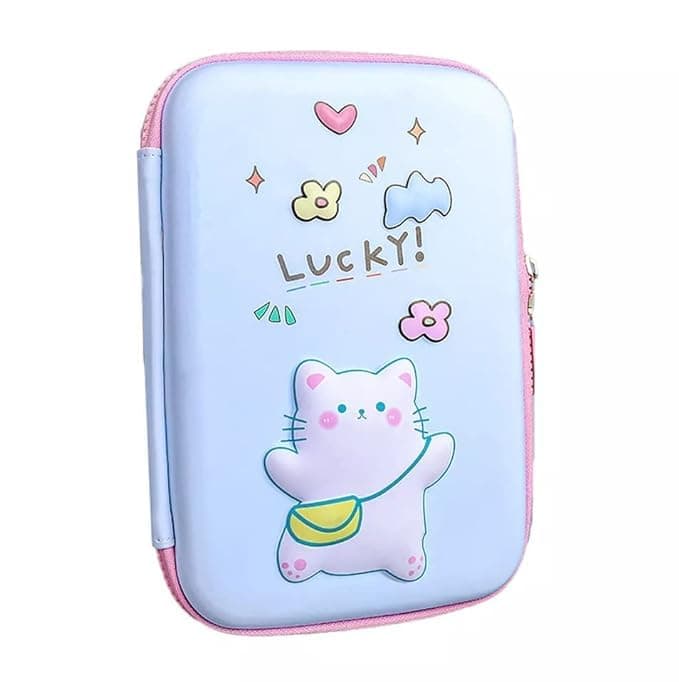 Onpalm Enterprise Cartoon Theme Pencil Case - 3D EVA Pencil Pouch, Multipurpose Zipper Pencil Case for Kids, Pen and Pencil Bag for School Kids, Girls, Stationery Storage Box (Big Lucky Pouch)