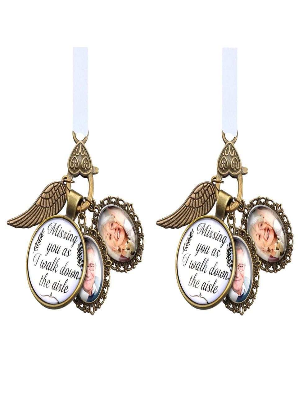 Bouquet Photo Charm Bridal Bouquet Charm Wedding Photo Bouquet Charm Jewelry Gift Custom Memorial Photo Keepsake for Bridal Shower Wedding Bachelor Party 2PCS