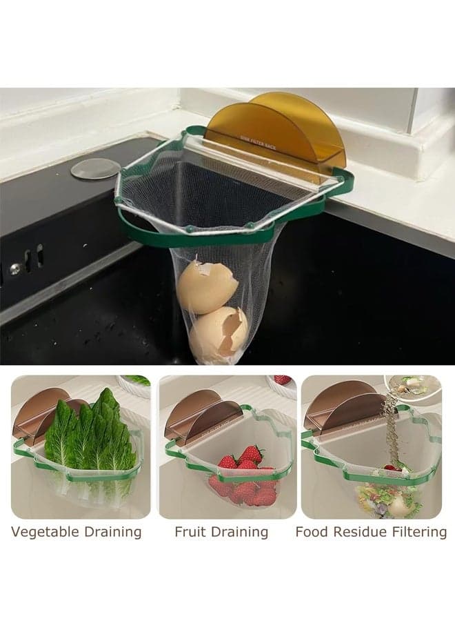 Foldable Kitchen Sink Strainer Basket, Tree Corner Holder , Food Waste Collector, Faucet Sponge Rack, Large Drainage Net for Vegetable Scraps & Food Waste