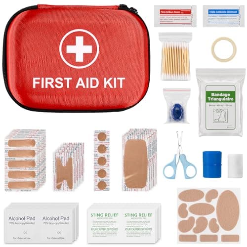 115 Piece Hard-Shell Portable EVA Emergency Medical Kit, Suitable for Home, Travel, Outdoor, Camping, Office, Car, Hiking, and School (115 Pack)
