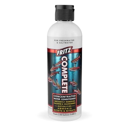 Fritz Complete – Concentrated Water Conditioner/Tap Water Dechlorinator, Instantly Detoxifies Chlorine, Chloramines, Heavy Metals, Ammonia, Nitrite/Nitrates, for Fresh and Saltwater (8 oz)