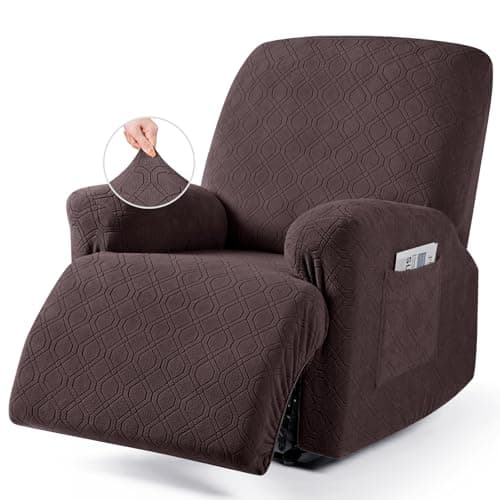 VANSOFY Recliner Chair Cover, 3-Pieces Stretch Recliner Covers for Recliner Chair Soft Reclining Chair Slipcover Furniture Protector for Dogs Cats(Dark Coffee)