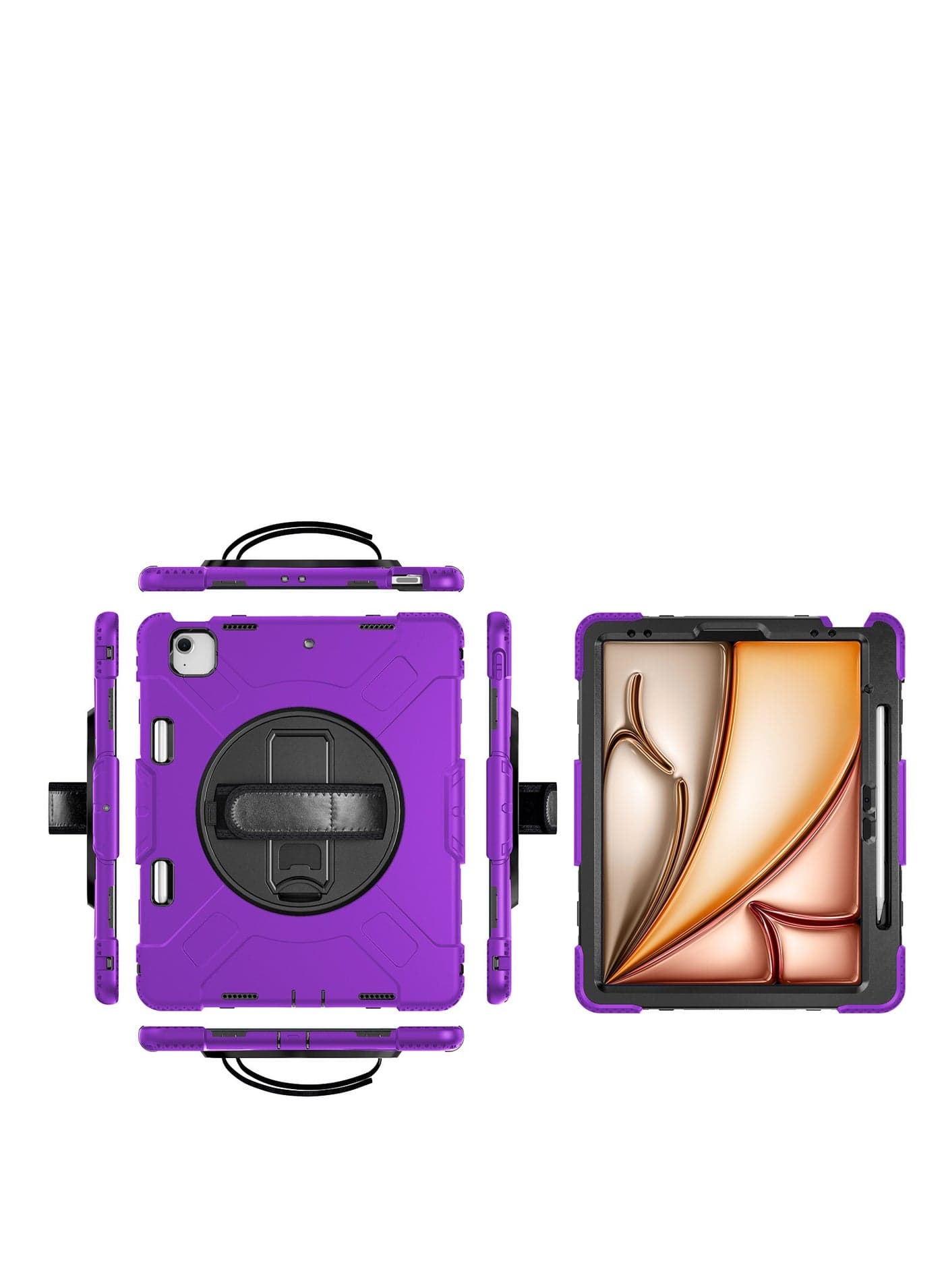 For iPad mini (A17pro) 2024 shockproof protective case with 360 degree rotatable bracket hand strap