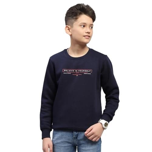 Monte Carlo Boys Printed Round Neck Cotton Blend Sweatshirt Navy Blue 5 Years