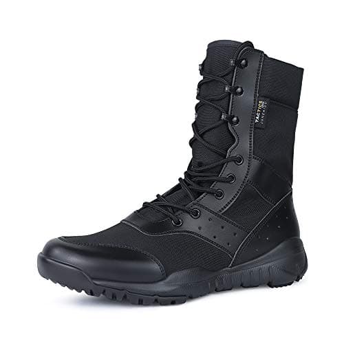 LUDEY Tactical Boots for Men Lightweight Military Boots Durable Army Combat Boots Comfortable Work Boots Waterproof Security Boots Black 9.5US