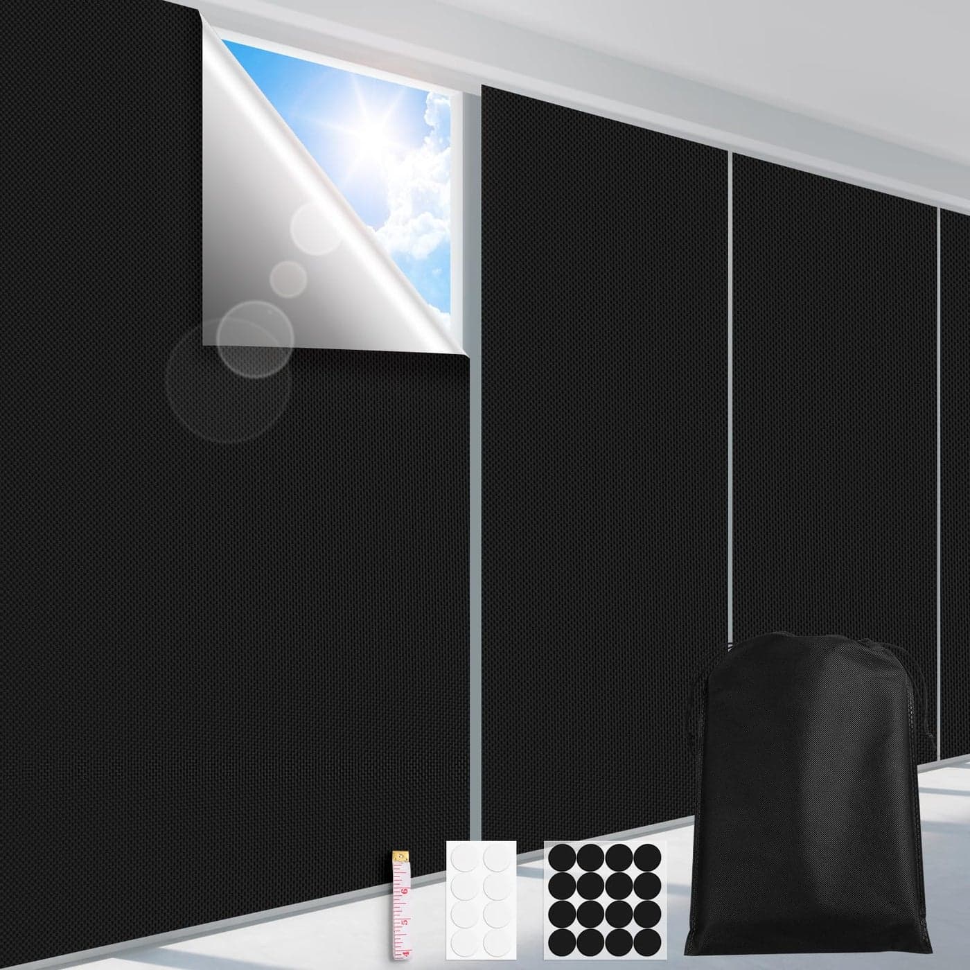 FADOTY 100 Blackout Window Cover 40 x 57 Travel Blackout Window Shades Portable Blackout Shades for Nursery Bedroom Dorm Room No Drill Window Privacy Film Light UV Block for House