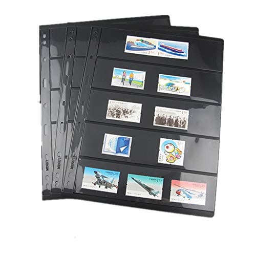 Stamp Pages for Stamp Album Binder, 10 Sheet (20 Page) 5 Rows Pages for Stamp Collectors, Professional Pack (5 Rows)