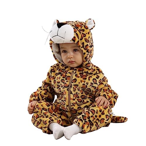 TONWHAR Unisex-Baby Animal Onesie Costume Cartoon Animal Outfit Homewear Kids' One-Piece Rompers(2-3 Months, Jaguar)