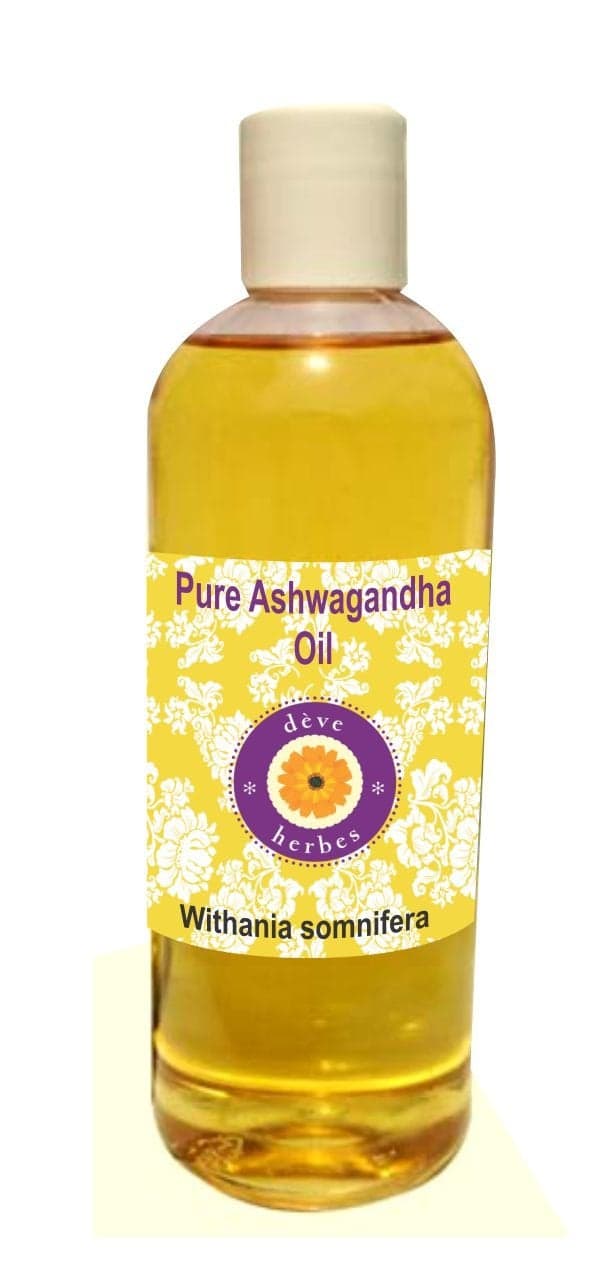 Deve Herbes Ashwagandha Oil Withania somnifera Infused Pure NonSticky Lightweight Ayurvedic For Body Massage Men Women 200ml